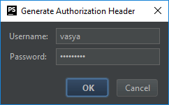 PhpStorm: окно «Generate Authorization Header»