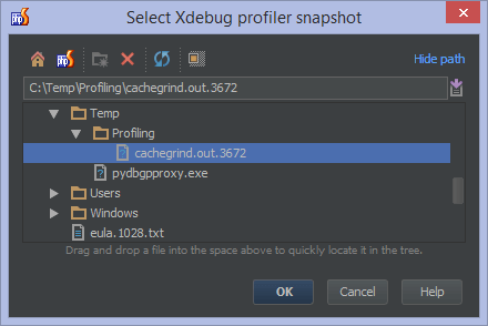 PhpStorm: окно "Select Xdebug profiler snapshot"