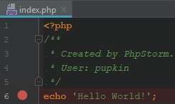 PhpStorm: Точка останова в коде
