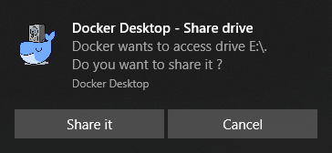 Windows 10: уведомление о доступе к диску от Docker Desktop
