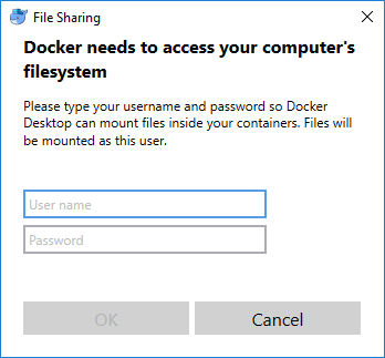 Windows 10: окно "File Sharing"