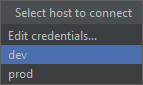 PhpStorm: список "Select host to connect"